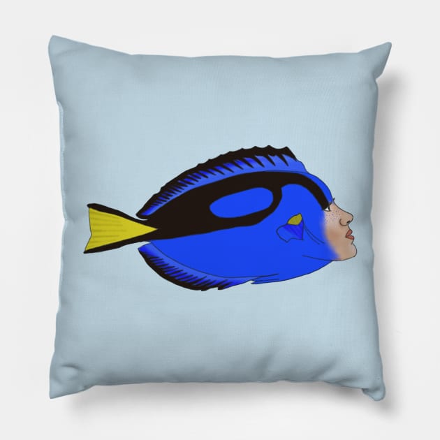 Blue Tang Ladyfish Pillow by Rosiethekitty13