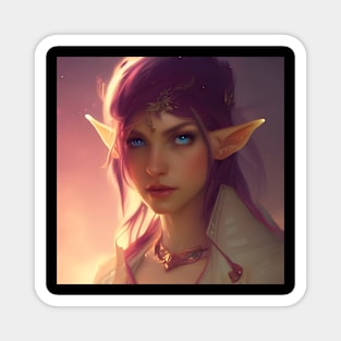 Cute Fantasy Female Elf Purple Artwork Magnet