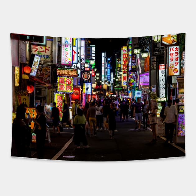 Colorful Neon Street Signs In Kabukichō, Shinjuku, Tokyo Tapestry by Catherinebey