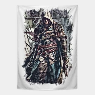 Pirate king of the seas / Fan Art Abstract Portrait Tapestry