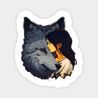 Wolf and Girl Magnet
