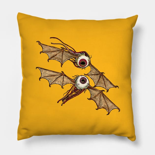 TWO FLYING EYEBALLS Pillow by Armadillo Hat