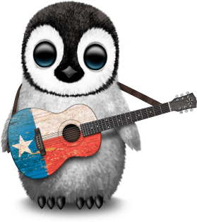 Baby Penguin Playing Texas Flag Guitar Magnet