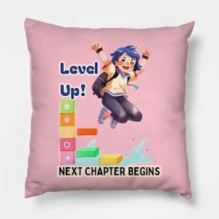 School's out, Level Up! Next Chapter Begins! Class of 2024, graduation gift, teacher gift, student gift. Pillow