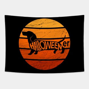 Dachshund Halloween Vintage Retro Sillhouette Distessed Tapestry