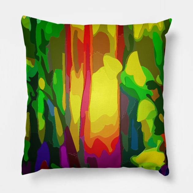 Circle Abstract Jungle Multicolor Pillow by Lebihanto