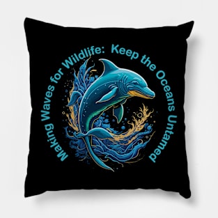 Making Waves for Wildlife:  Keep the Oceans Untamed Pillow