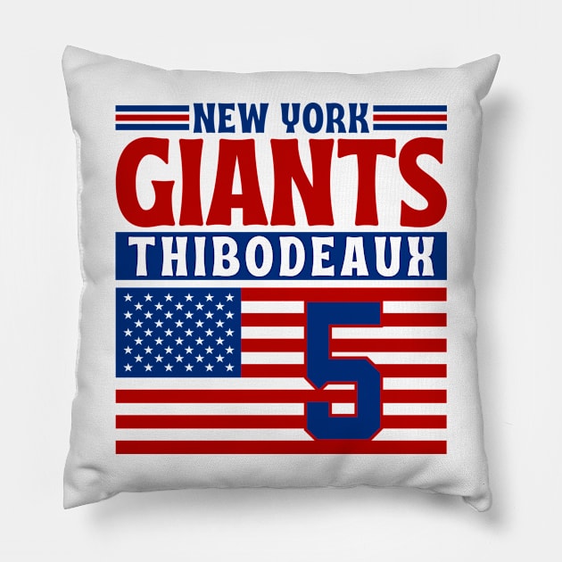 New York Giants Thibodeaux 5 American Flag Football Pillow by Astronaut.co