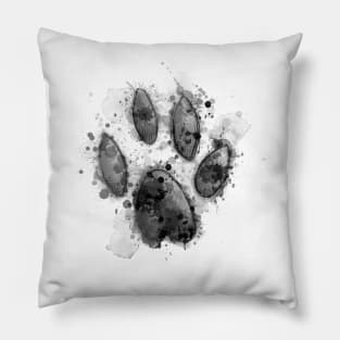 Inky Paw Print - Black Pillow