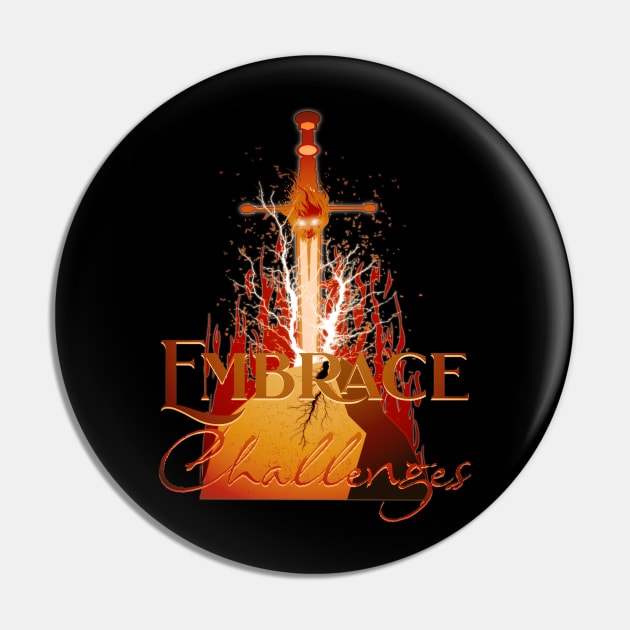 Embrace Challenges Sword and Stone Pin by mythikcreationz