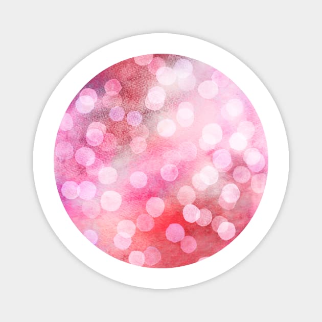 Strawberry Sunday - Pink Abstract Watercolor Dots Magnet by micklyn