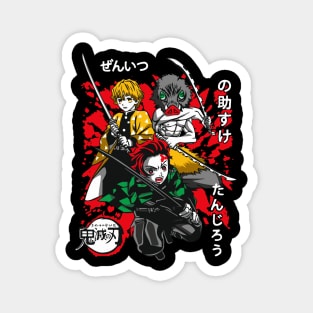 Demon Slayer Tanjiro, Zenitsu and Inosuke Art Magnet