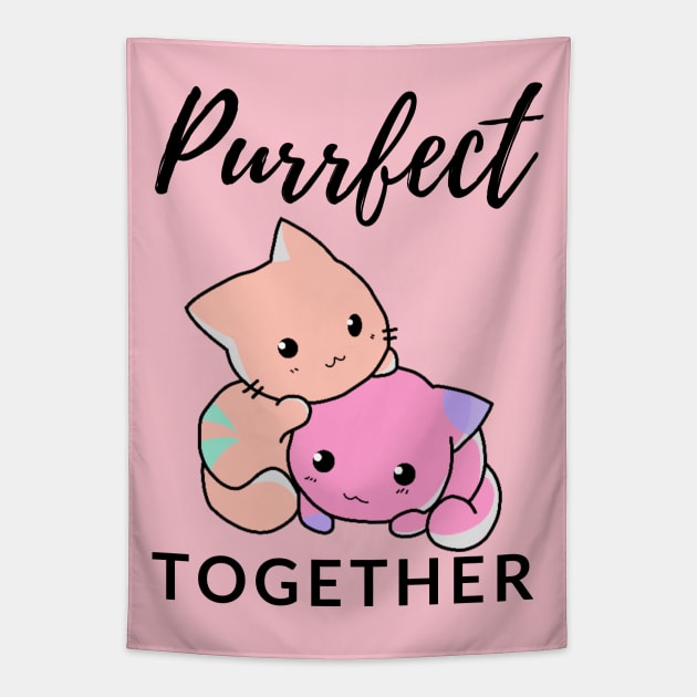 Valentine's Day Design "Purrfect Together" Tapestry by Serene Lotus