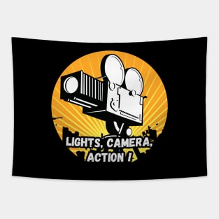 'Lights, Camera, Action!' Newgrounds-Inspired design Tapestry