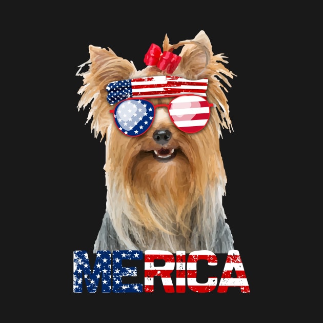 Merica Yorkie Dog American Flag 4Th Of July by jrgenbode