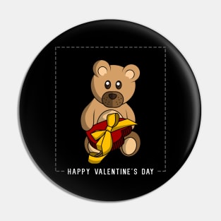 Happy Valentine's Day - Teddy bear with a heart Pin