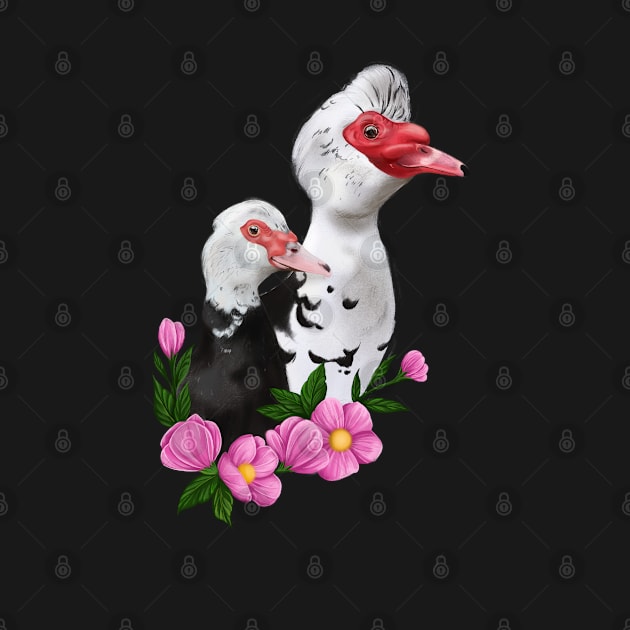 Muscovy duck couple by Jurassic Ink