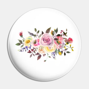 Pastel Watercolor Roses Pin