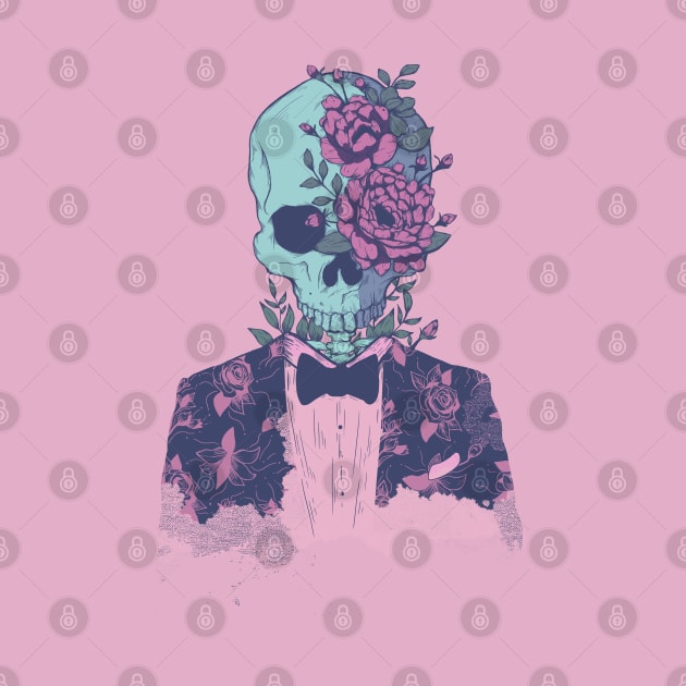 Pink/Blue Floral Skull Man Edit by Jess Adams