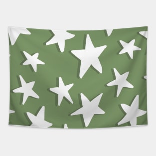 Sage and Olive Green Sketchy Stars Tapestry