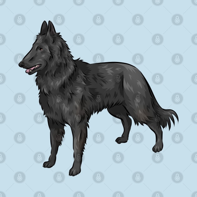 Belgian Shepherd Dog | Groenendael | Cute Dog Cartoon by Shirin Illustration