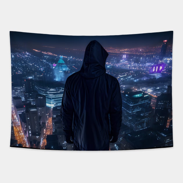 Metropolis Nightwatchman: Guardian of Shadows Tapestry by insaneLEDP