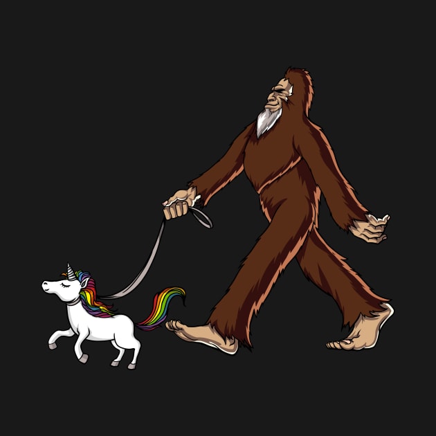 Bigfoot Walking Unicorn Funny by underheaven