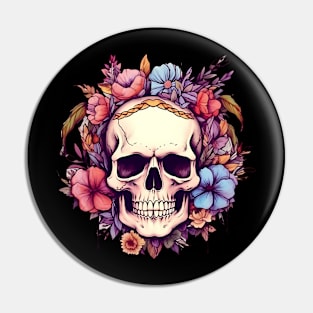 Floral Skull Pin