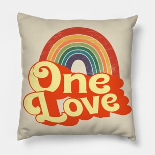 One Love (retro rainbow) Pillow