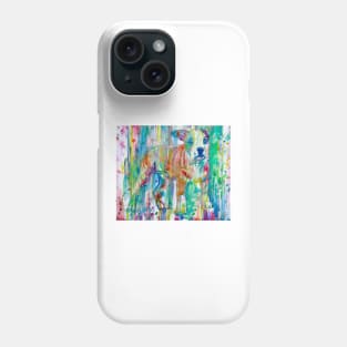 PUPPY PIT BULL STANDING - watercolor portrait Phone Case