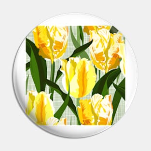 Big yellow parrot tulips on linen texture Pin