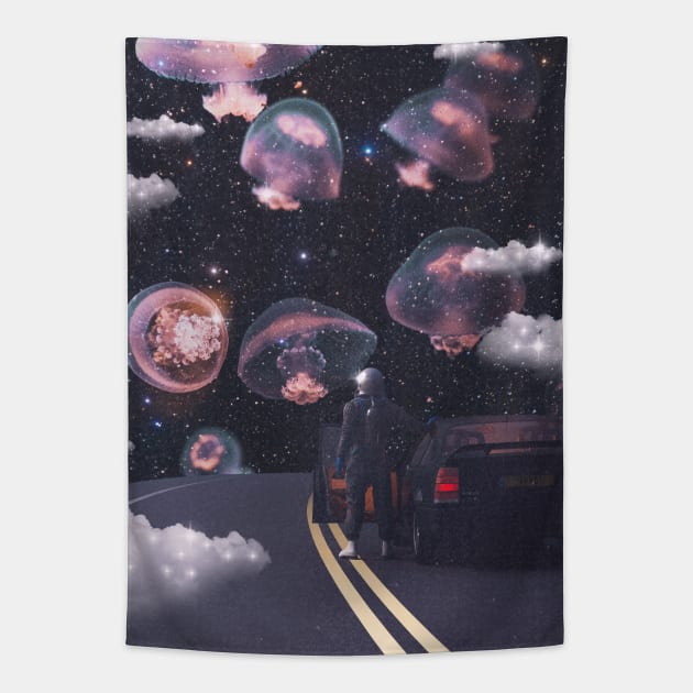 Cosmic Jellyfish Highway Tapestry by RiddhiShah