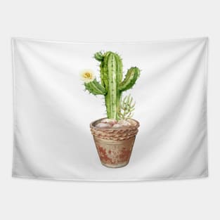 Hand painted Watercolor Cactus in Terracotta pot Tapestry