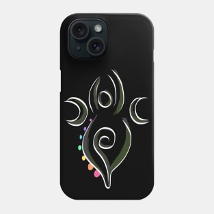 Spiral Goddess T-Shirt Three Symbol Wiccan Pagan and Chakras - green accents Phone Case