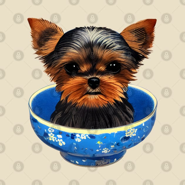 Just A Cute Teacup Yorkie Puppy Youre My Cup of Japanese Tea Yorkshire Terrier by Mochabonk