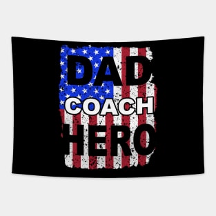 DAD, COACH, HERO Father's Day Grunge Flag Tapestry