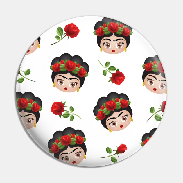 Cute FridaKahlo pattern Pin by MIMOgoShopping