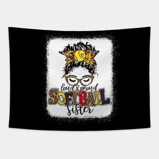Softball Sister Leopard Shirt Loud And Proud Softball Sister Tapestry