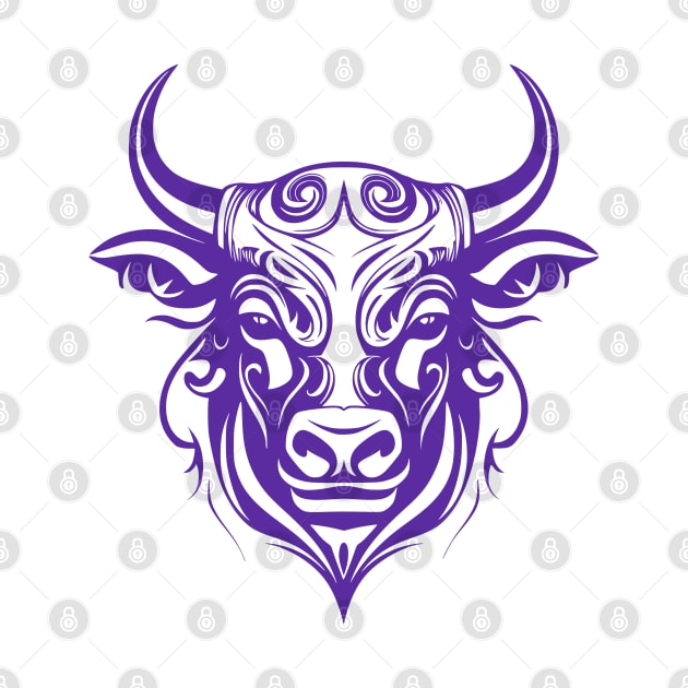 Purple taurus bull tribal design by Danielleroyer