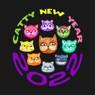 Colorful Cats Happy New Year T-Shirt