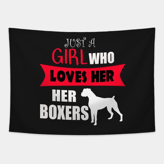 Girl Who Loves Her Boxer Dogs Tapestry by 3QuartersToday