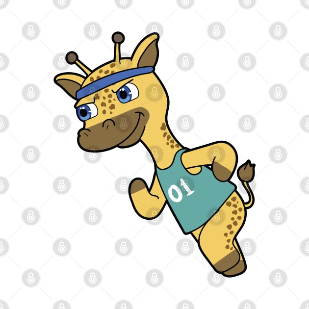 Giraffe as Jogger at Running with Headband by Markus Schnabel