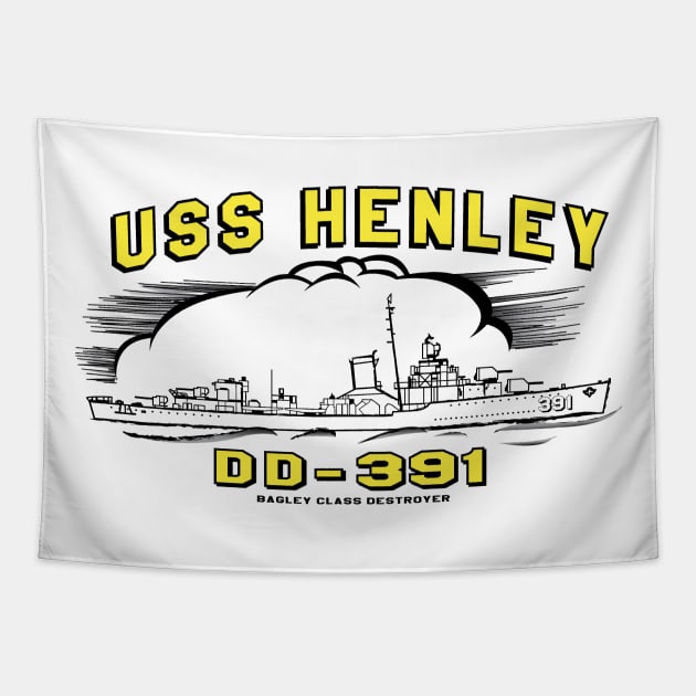 USS Henley   DD-391 Tapestry by Illustratorator