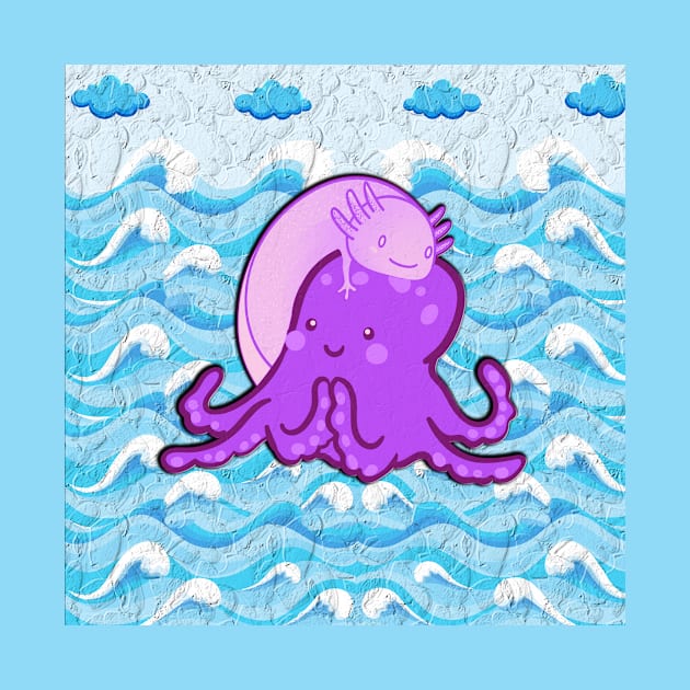 funny octopus swims in water by KK-Royal