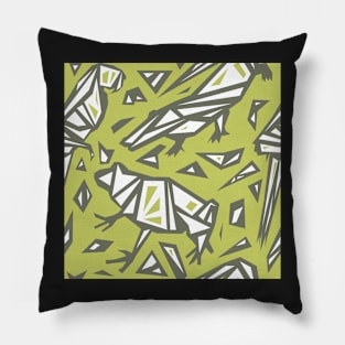 Rainforest Spirit Animals - Parrot, Alligator, Frog Pattern Pillow