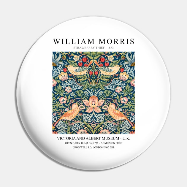 William Morris Strawberry Thief Art Design Pin by VanillaArt