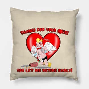 Cool Cupid Retires Love Valentines Cartoon Pillow