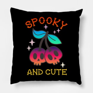 Spooky and Cute Cherry Skulls Pillow