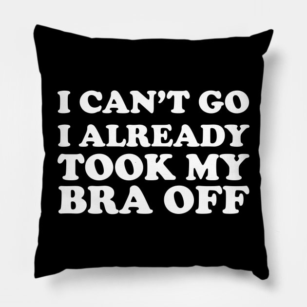 I can’t go I already took my bra off Pillow by themadesigns