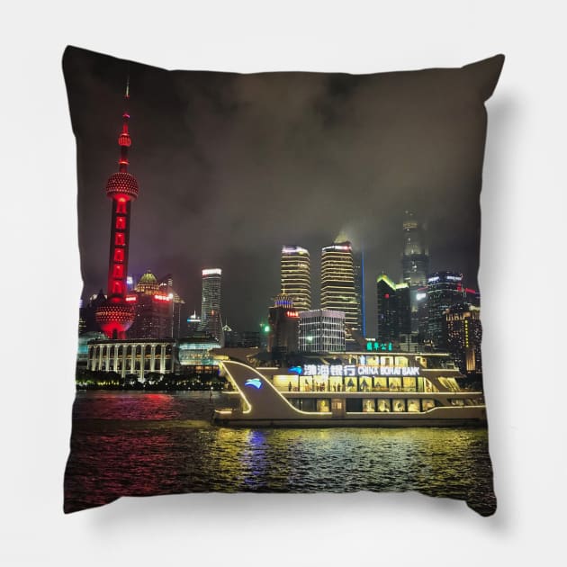 Shanghai China The Bund Pillow by Coco Traveler 